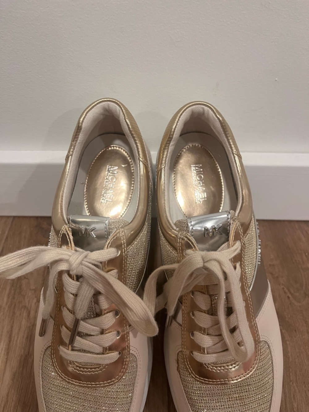 Michael Kors MK Allie Gold Silver Trainer Sneakers - Picture 5 of 14